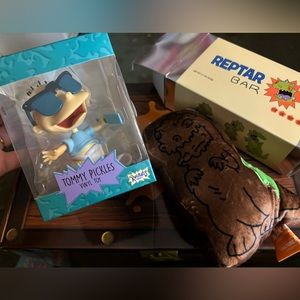 Rugrats Bundle: Tommy Pickles Figurine and Reptar Chocolate Bar Plushie